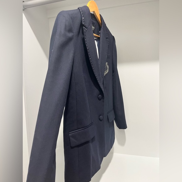 J.Crew Collection relaxed blazer crest embellishment wool-blend Size 0 CC409 - Picture 8 of 16